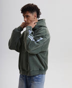 Men's green graphic hoodie with hood, long sleeves and kangaroo pocket