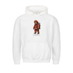 Graphic pullover hoodie with drawstring hood and firefighter bear chest print