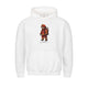 Graphic pullover hoodie with drawstring hood and firefighter bear chest print