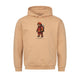Graphic pullover hoodie with drawstring hood and firefighter bear chest print
