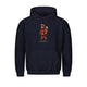 Graphic pullover hoodie with drawstring hood and firefighter bear chest print