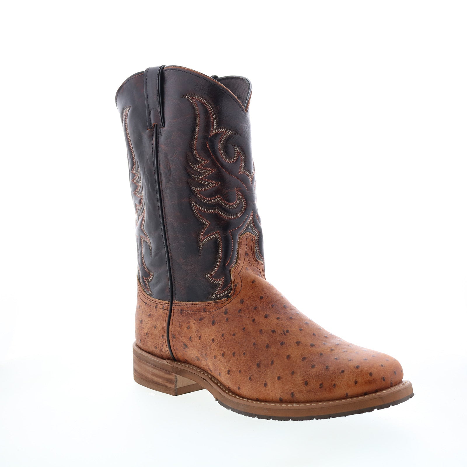 Men's western cowboy boots with embroidered shaft and pointed toe
