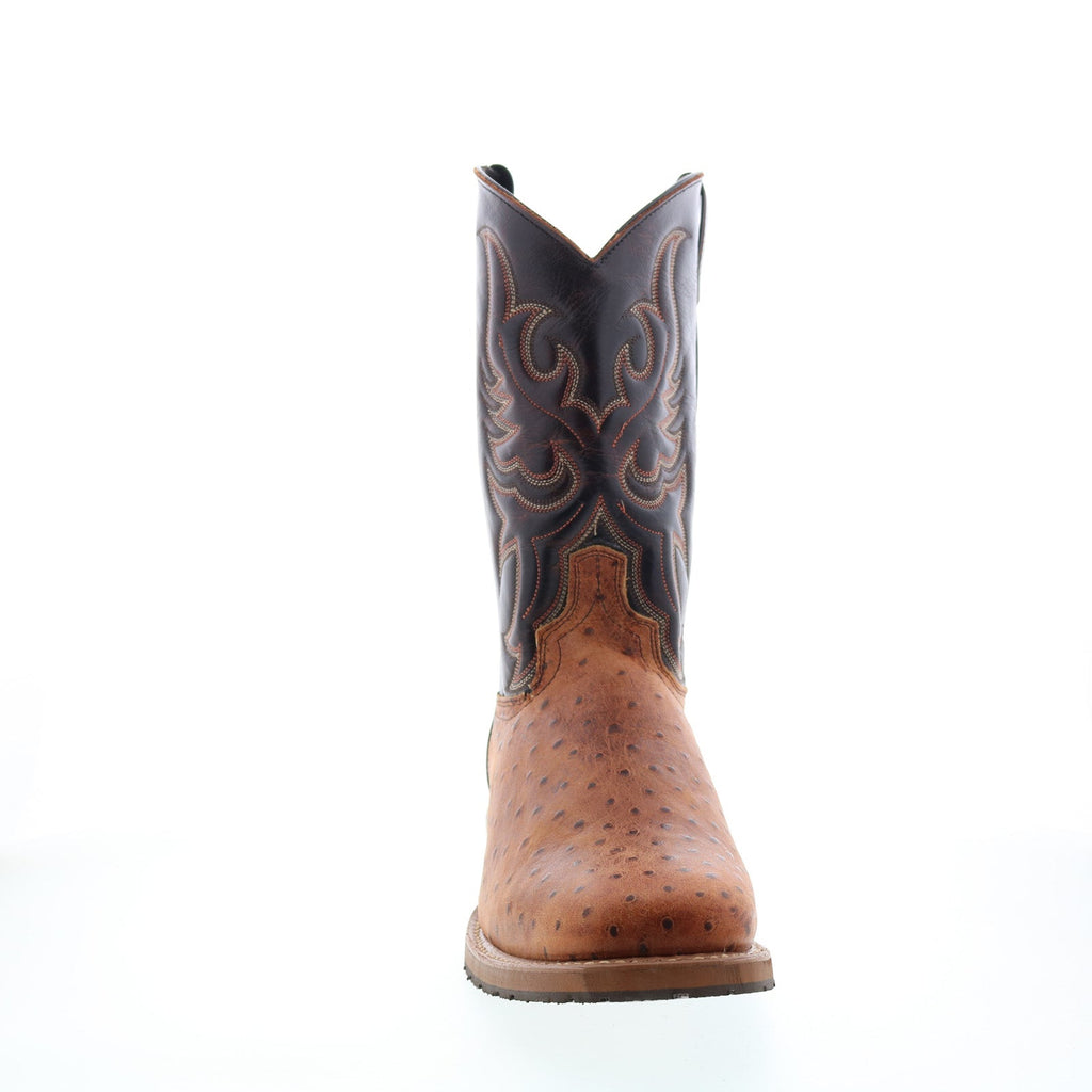 Men's western cowboy boots with embroidered shaft and pointed toe
