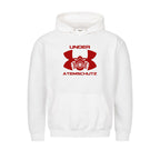 Graphic pullover hoodie with drawstring hood and kangaroo pocket