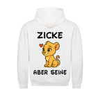Unisex hoodie with drawstring hood and cartoon lion back graphic