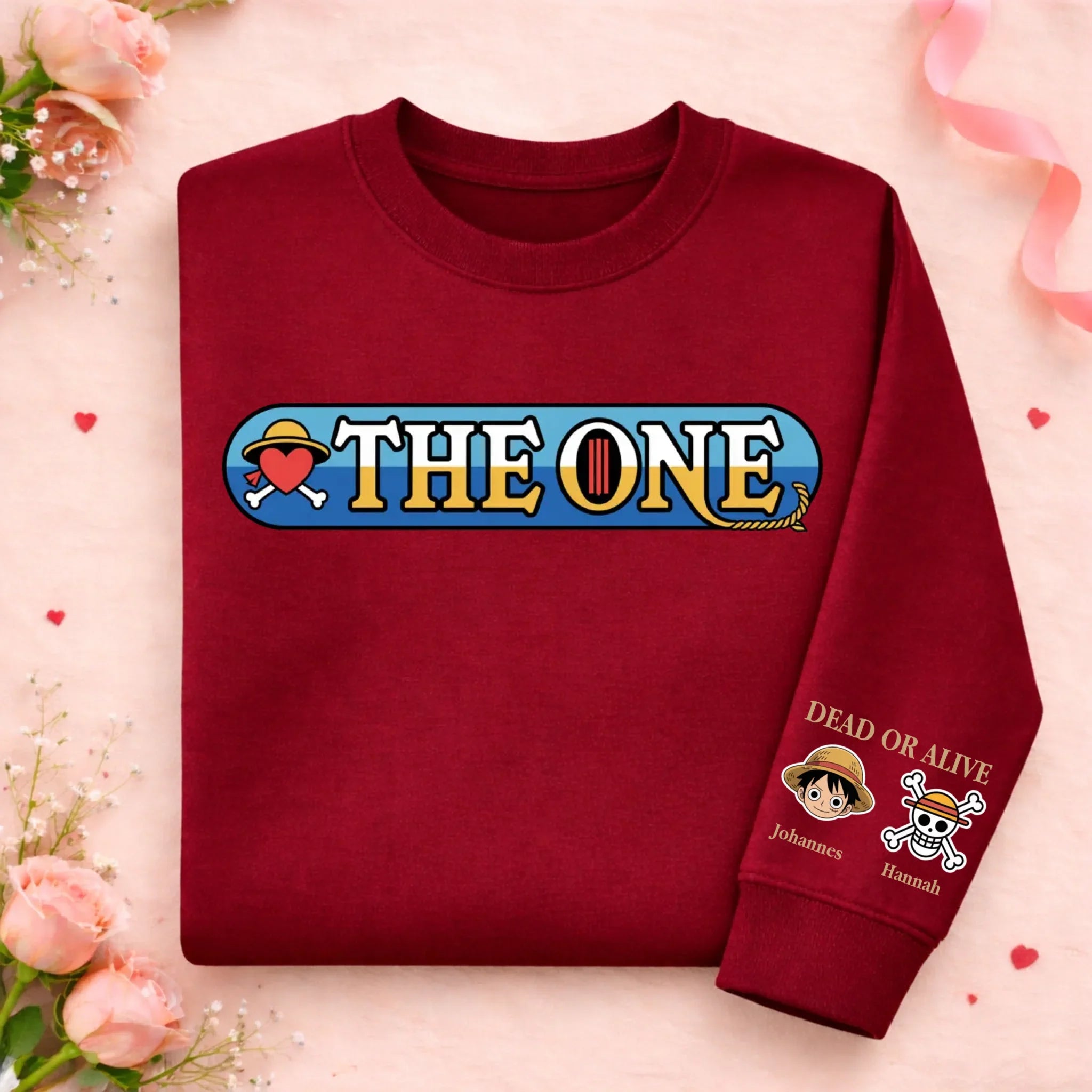 Graphic crew neck sweatshirt with illustrated front and sleeve artwork