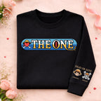 Graphic crew neck sweatshirt with illustrated front and sleeve artwork