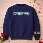 Graphic crew neck sweatshirt with illustrated front and sleeve artwork