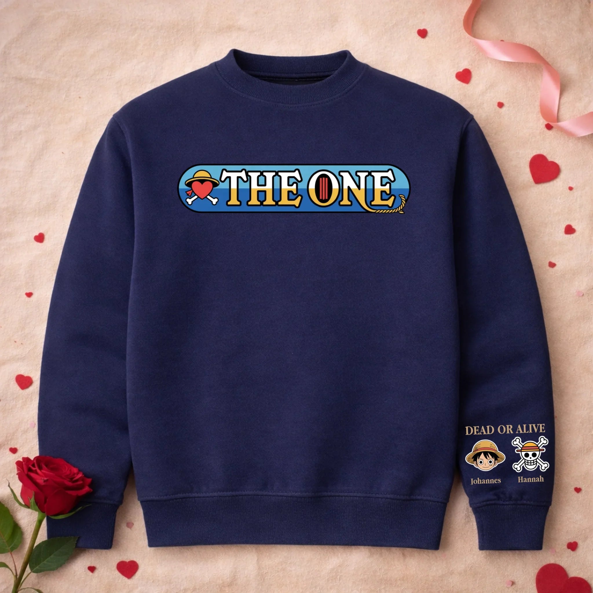 Graphic crew neck sweatshirt with illustrated front and sleeve artwork