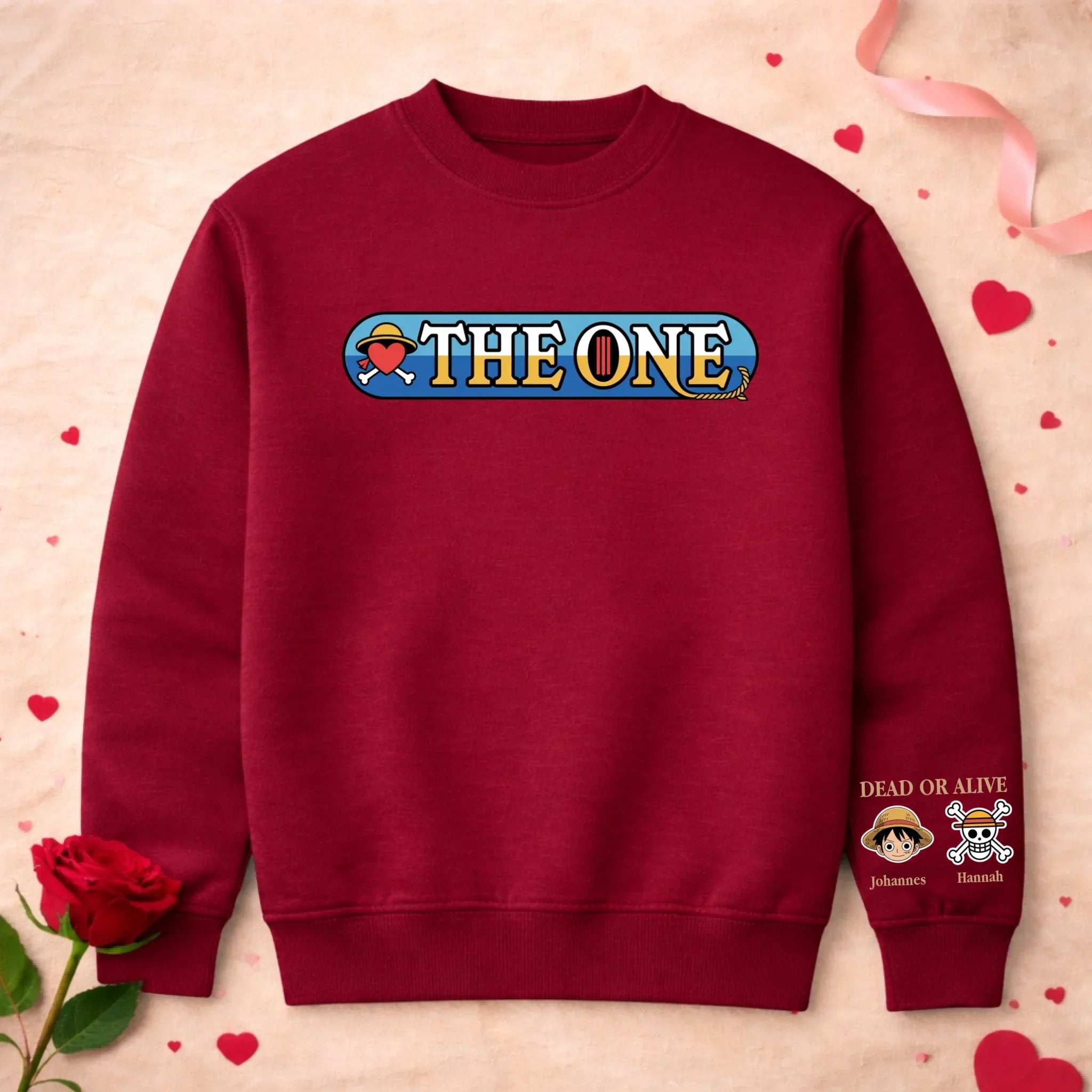 Graphic crew neck sweatshirt with illustrated front and sleeve artwork