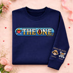 Graphic crew neck sweatshirt with illustrated front and sleeve artwork