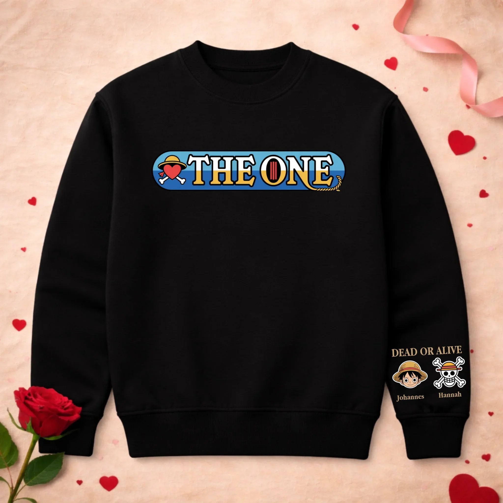 Graphic crew neck sweatshirt with illustrated front and sleeve artwork