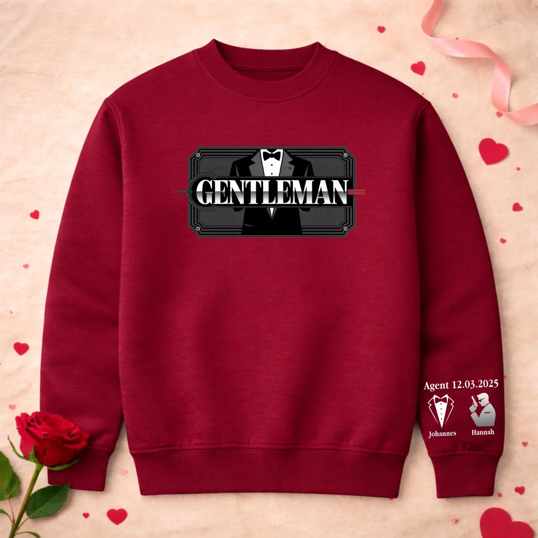 Men's graphic crew neck sweatshirt with personalized sleeve print