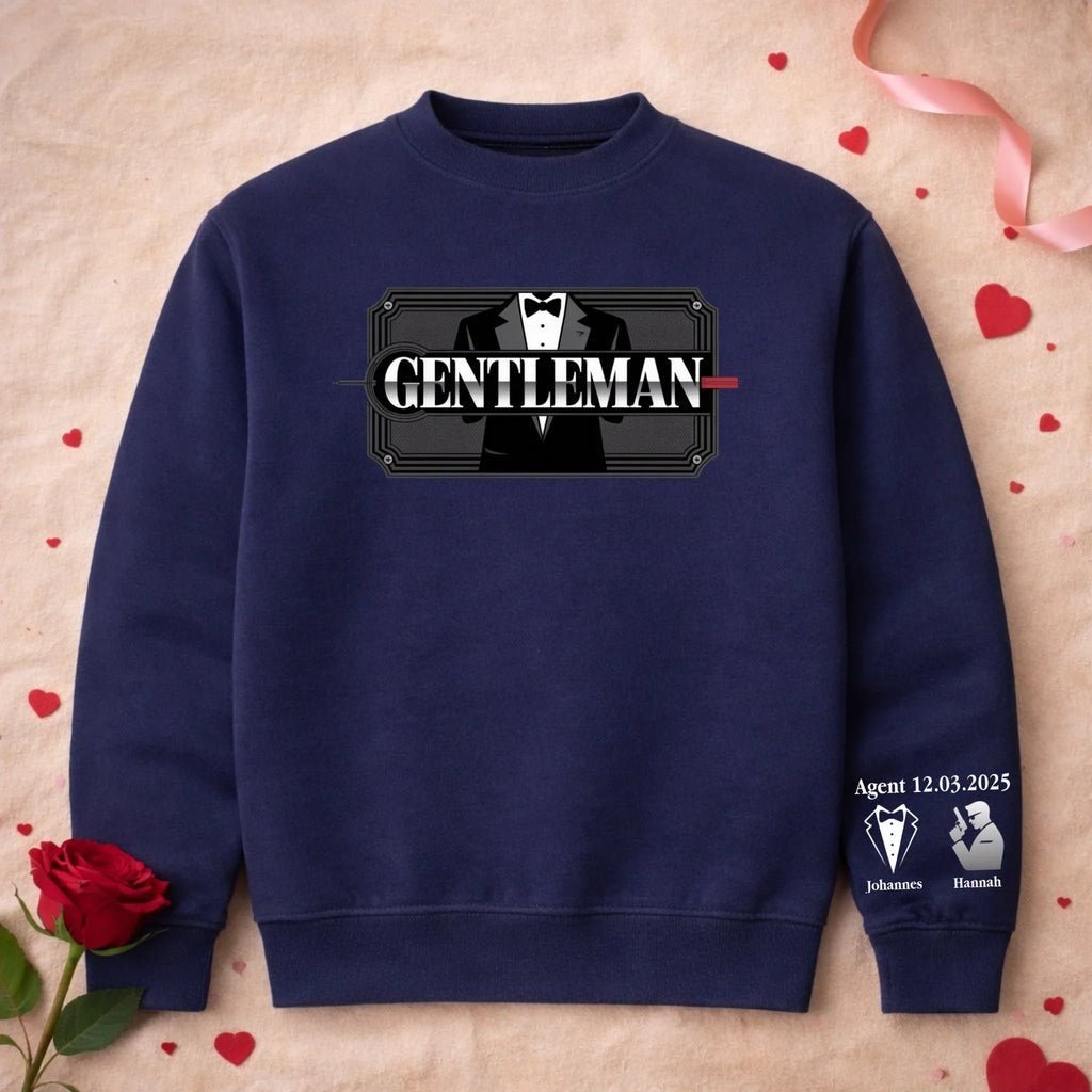 Men's graphic crew neck sweatshirt with personalized sleeve print