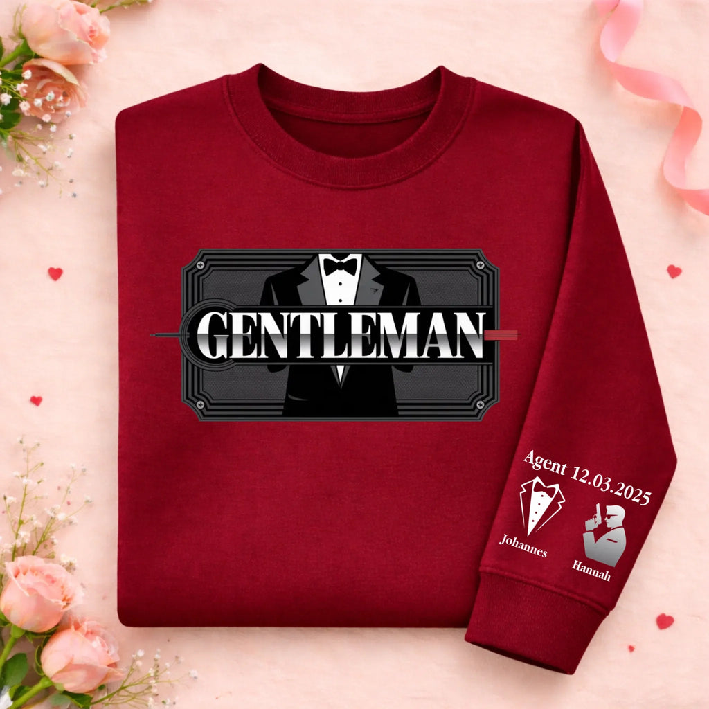 Men's graphic crew neck sweatshirt with personalized sleeve print