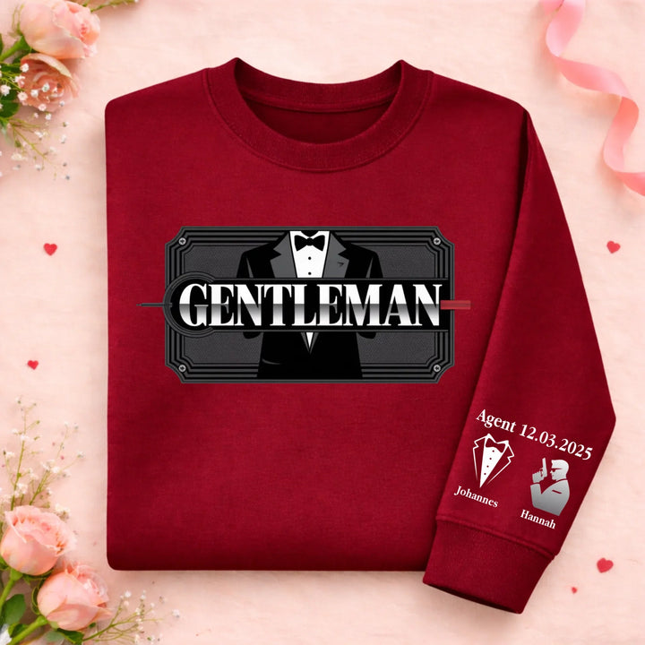 Men's graphic crew neck sweatshirt with personalized sleeve print