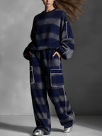 Women's loose striped contrast sweatshirt