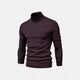 Men's half-zip knit sweater with raised turtleneck collar