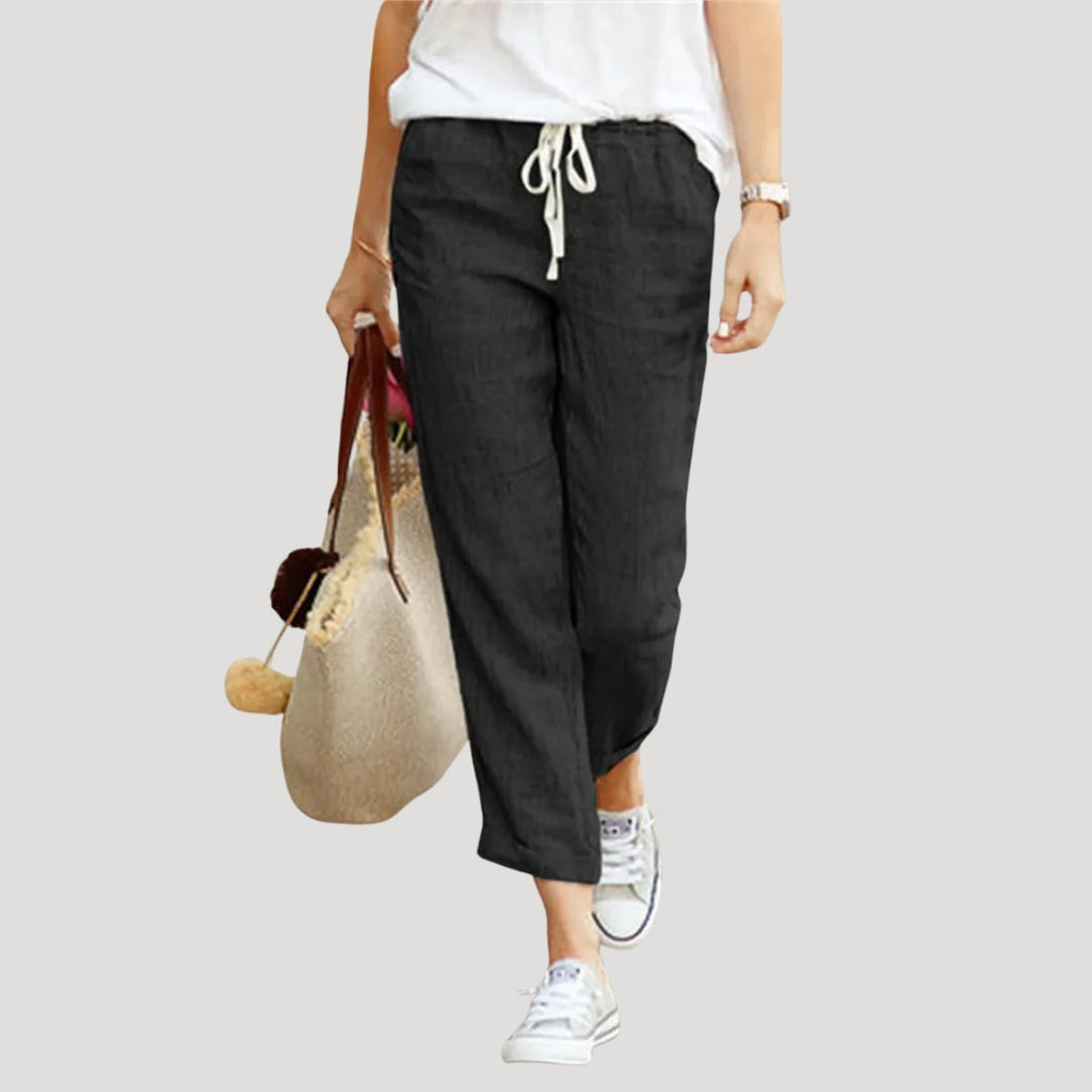 Women's relaxed cropped trousers with elastic drawstring waist