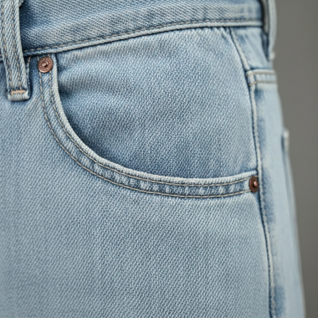 Men's regular-fit straight leg jeans with five-pocket design