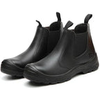 Women's Chelsea work boots with elastic panels and chunky lug soles