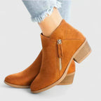 Women's ankle boots with side zipper and block heel