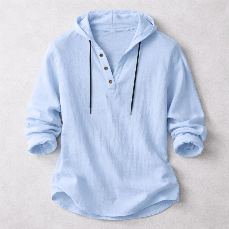Women's printed hooded tunic top with curved hem