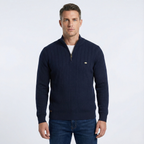 Men's ribbed quarter-zip jumper with a mock neck