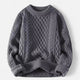 Men's cable knit crew neck sweater with long sleeves