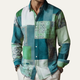 Men's colour block patchwork shirt with long sleeves