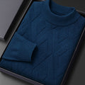 Textured geometric knit jumper with mock neck and long sleeves