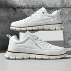 Low top lace-up sneaker with stitched panels and chunky textured sole