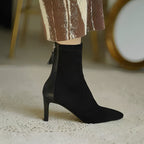 Women's pointed toe ankle boots with tall heels