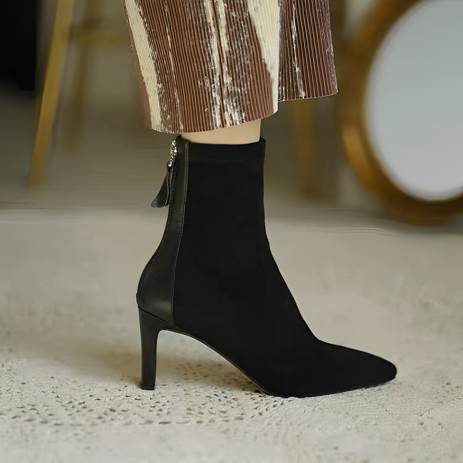 Women's pointed toe ankle boots with tall heels