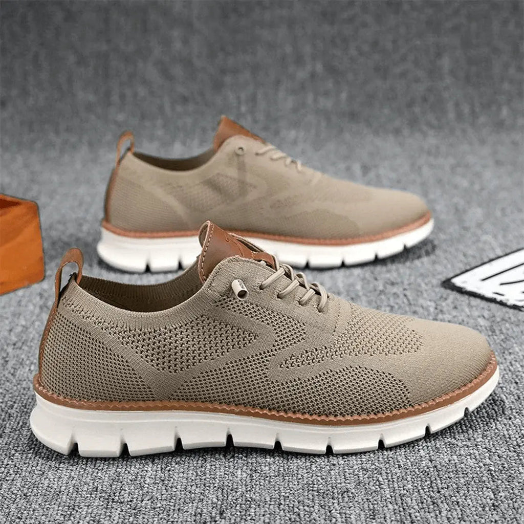 Men's knitted lace-up trainers with textured soles