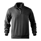 Men's quarter-zip jumper with stand collar and vertical cable-knit panels