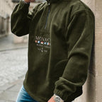 Men's quarter-zip sweater with Monaco graphic, mock neck and long sleeves