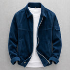 Men's corduroy jacket with zip front, pointed collar and sleeve pocket