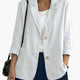 Women's navy blazer with notched lapels and front buttons