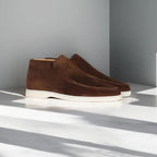 Men's stitched slip-on loafers with rounded toes and flat light soles