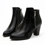 Women's ankle boots with side zip and high block heel