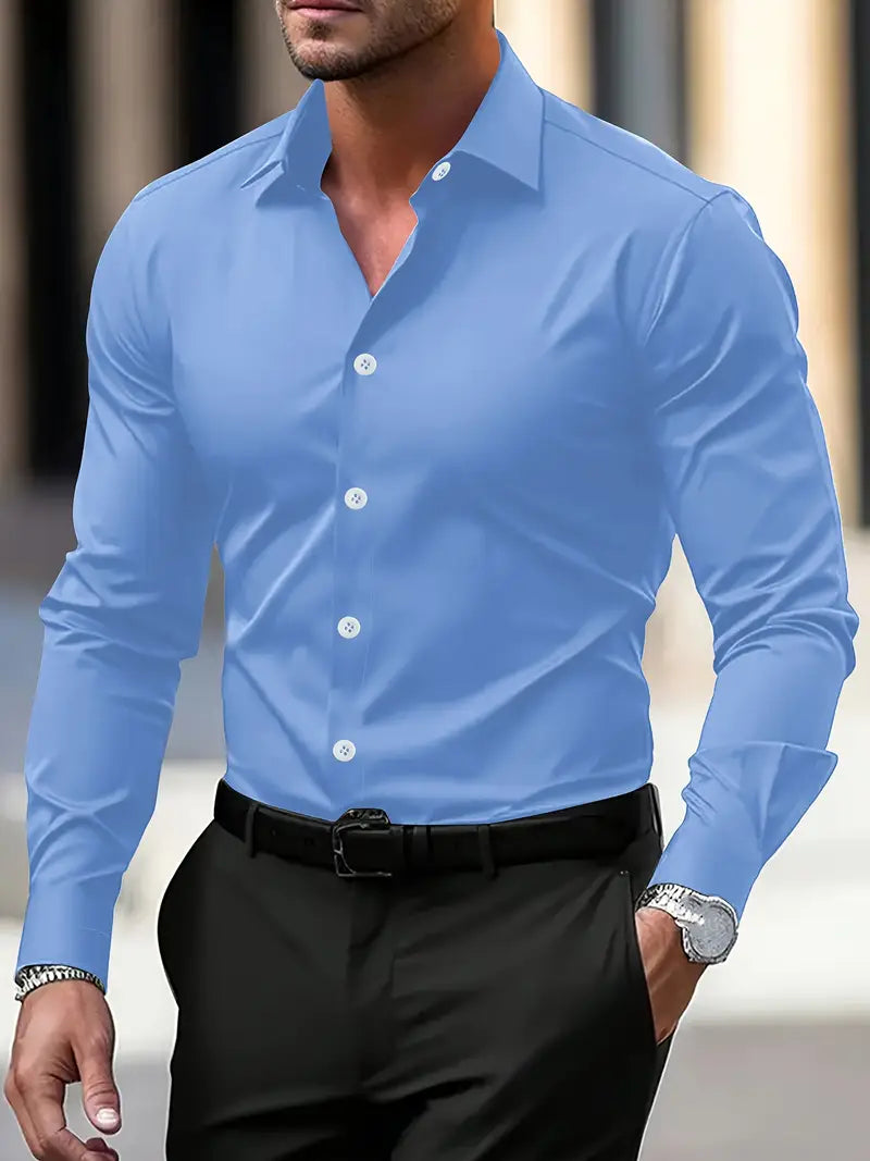 Men's slim fit long-sleeve button-front shirt