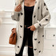 Women's heart print longline cardigan with open front and long sleeves