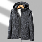 Women's hooded leaf pattern windbreaker jacket