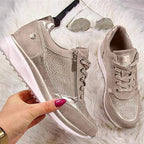 Women's lace-up sneakers with side zipper and textured sole