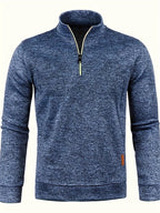 Men's textured half-zip jumper with stand collar and long sleeves