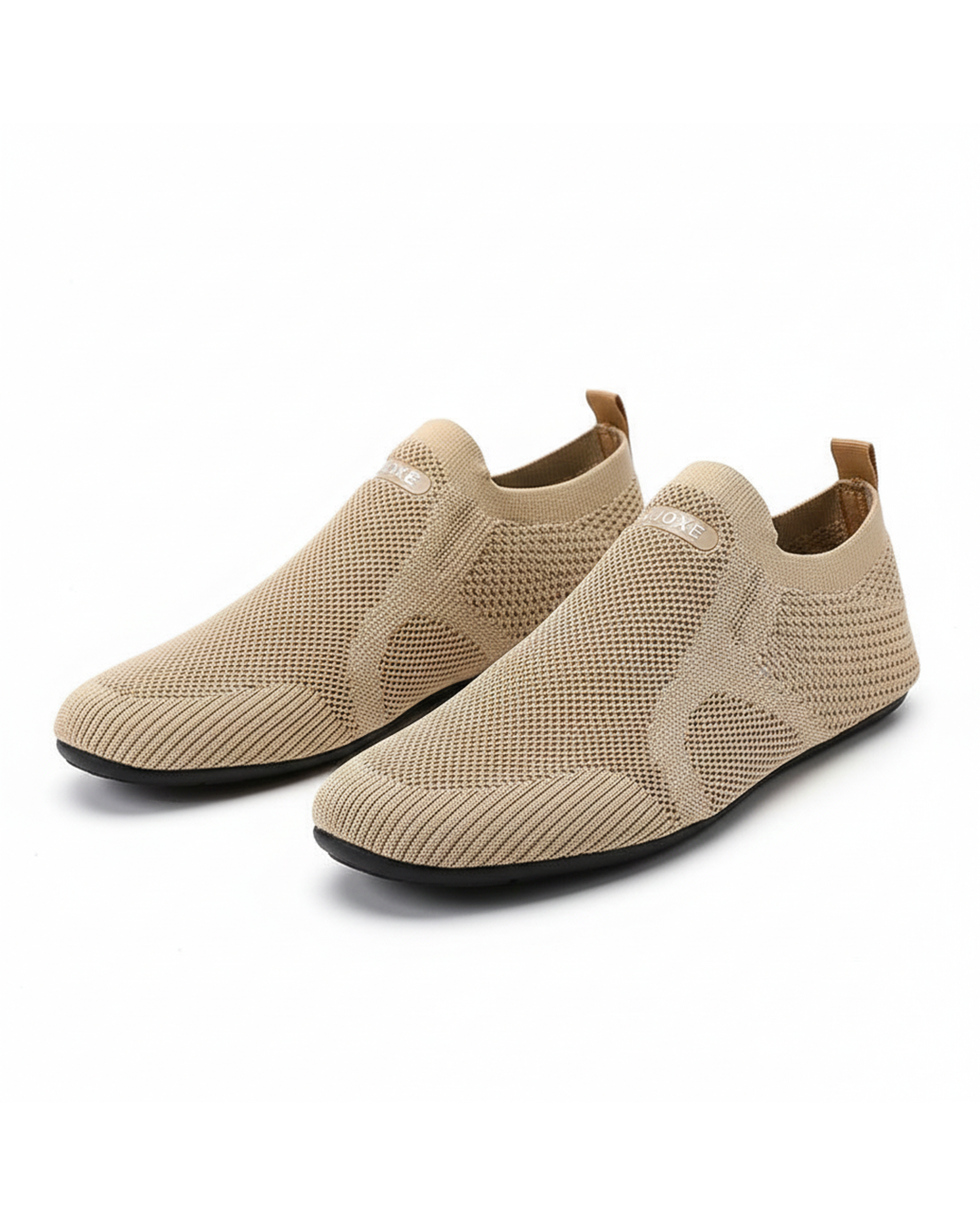 Knit barefoot-style slip-on shoes with textured panels and pull tabs