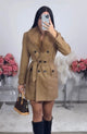 Women's hooded belted long coat