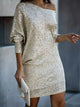 Women's Off-Shoulder Sequin Mini Dress