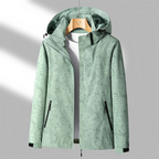Women's hooded leaf pattern windbreaker jacket